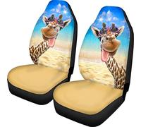 Dolyues Cute 3D Animal Giraffe Print Front Car Seat Covers Fit for Most Car, Truck,Suv,Van,Auto Accessory Protector