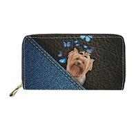 Dolyues Cute 3D Animal Yorkshire Terrier Dog/Puppy Butterfly Print Women Long pu Leather Wallet,Zipper Clutch Purse with Coin Bags for Ladies Shopping Travel