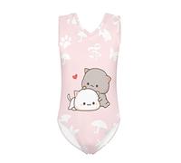 Dolyues Cute Cartoon Cat Print Sleeveless Gymnastics Leotards for Girls 3-14 Years One-Piece Athletic Dancing Ballet Leotards