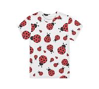 Dolyues Cute Cartoon Ladybird White Print Kids Boys Girls T-Shirt Crew Neck Short Sleeve T Shirts for Teens 3-16 Years