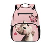 Dolyues Cute Cat Butterfly Bookbag for Kindergarten Girl Back to School Backpack for Preschool Kids Ergonomic 1st Grade Backpacks Ages 5-7 Comfortable Carry