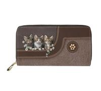 Dolyues Cute Cats Women's Wallet Leather Long Wallet for Women Zipper Coin Pocket Trendy Ladies Purse Waterproof and Lightweight