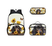 Dolyues Cute Dog 3Pcs School Backpack Bookbag Set for Kids with Lunch Box Pencil Case Casual Daypacks College School Bag for Girls Gift