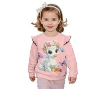 Dolyues Cute Horse Kids Pullover Sweatshirt T-Shirt Toddler Baby Crewneck Long Sleeve Tshirts Tops Blouse Little Girls' Everyday Wear Long Sleeve Shirt 1-2T