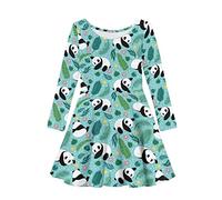 Dolyues Cute Panda Dress Girls Dress Long Sleeve Jumper Casual T-Shirt Dress for Beach Vacation Regular Fit Party Dress for Girl, Animal
