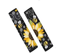 Dolyues Cute Striped Bee Sunflower Auto Seat Belt Pads for Kids Women Adults, All Season Universal, Car Seatbelt Strap Cover Harness Pads Black, Comfortable for Driving/Travling