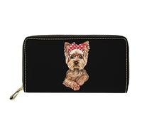 Dolyues Cute Yorkshire Terrier Dog Print Wallet for Women Credit Card Holder with Coin Pockets Long Pu Leather Purse(Black)