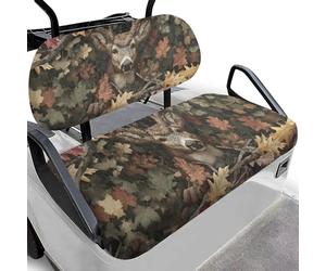Dolyues Deer Camo Hunting Golf Seat Covers for Cart Women Leaf Polyester Universal Year Round Comfort Golf Cart Bench Seat Covers Club Car Decoration