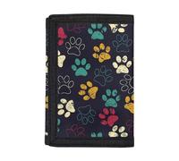 Dolyues Dog Paws Pattern Cute Slim Wallet for Kids Trifold Sports Wallet Outdoor Purse for Boys Kids Girls Travel Coin Puse Card Holder