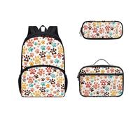 Dolyues Dog Paws School Bags Back Packs Purse for Teens Women Lunch Bag Cute Pen Case Set Casual Daypack Rucksack Large-Capacity Backpack