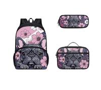 Dolyues Dog School Backpack for Girls Cute Bookbag with Lunch Bag Pen Pencil Case Set College School Bookbags Casual Daypack for Travel Hiking Camping