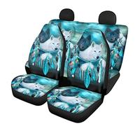 Dolyues Dreamcatcher Couple Wolves Love Pattern Car Seat Covers Full Set of 4 Piece,Front Set of 2 Piece with Back Split Bench Seat Protector