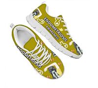 Dolyues Endometriosis Awareness Yellow Butterfly Ribbon Pattern Women Low Top Mesh Running Sneakers,Casual Lace Up Flat Sports Outdoor Walking Shoes