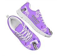Dolyues Epilepsy Awareness Purple Butterfly Ribbon Pattern Women Trainer Tennis Shoes,Casual Lightweight Lace Up Flat Spring/Autumn Walking Running Sneakers