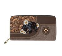 Dolyues Faux Leather Clutch with Dachshund Print RFID Protection, Multi-Card Slots & Coin Pocket Waterproof Purse for Women Ladies Gifts