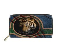 Dolyues Ferocious Tiger Print Zipper Credit Card Holder Wallet,Multiple Slot Purse with Coin Pocket,Ladies Pu Leather Clutch Bags