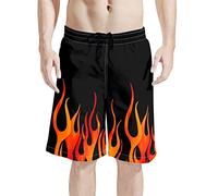 Dolyues Fire Flame Shorts for Men Summer Sport Running Shorts with Pocket Quick Dry Breathable Beach Surfing Swim Shorts Bathing Trunks, Size S-4XL