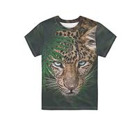 Dolyues Forest Animal Leopard Cheetah Print Kids Boys T Shirt Cool Crewneck T-Shirts for Teens Kids Short Sleeve Tee Shirts