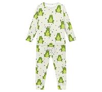Dolyues Frog Dragonfly Print Pajama Suit for Kids Boy Girl Cute Animal Pyjamas Suits 2 Pieces Long Pjs with Pockets Full Length Sleepwear