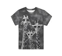 Dolyues Funny Black Giraffe Family with Sunglass Print Kid Boys Girls T Shirt Casual Summer Short Sleeve T-Shirts
