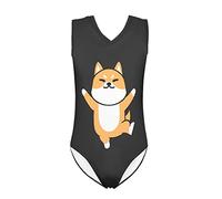 Dolyues Funny Cartoon Dog Corgi Design Gymnastics Leotards for Kids Girls Sleeveless Athletic Jumpsuit Dance Ballet