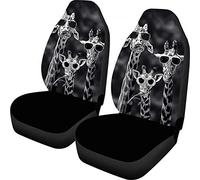 Dolyues Funny Giraffe Design Car Seat Covers Decor Front Seats Only Full Set of 2pc Soft Easy to Clean for Cars, SUV, All Season Universal Seat Cover Accessories for Women Men Black