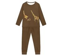 Dolyues Funny Giraffe Pajama Suit for Girl Boy, Long Pjs Age 3-16 Children Kids Sleepsuit with Pocket 2 Pieces Nightwear, Animal Pyjamas