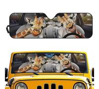 Dolyues Funny Windshield Visor Sun Shade 52x19 Foldable Sunshade for Car Windows UV-Blocking Cute Giraffe Print Sunshield for Truck Heat Protection