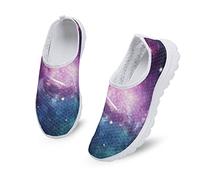 Dolyues Galaxy Purple Vacation Walking Shoes Anti Slip Breathable Starry Night Mesh Walking Loafers No Slip Sneakers Tennis Shoes