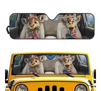 Dolyues Giraffe Cute Windshield Sun Shade Heat Protection Sunshade for Car Windows UV-Blocking Sunshield 52.9x16 for Sedan SUV Truck Custom Fit Quick Setup
