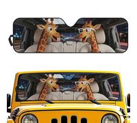 Dolyues Giraffe Funny Windscreen Sun Shade 52.9x16 Cute Front Window Sunshade for Car Windshield Universal for Truck Sedan SUV Insulated Foldable Sunshield Sun Blocker