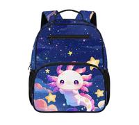 Dolyues Girl Axolotl Starry Backpack Ages 5-6 Kawaii Back to School Bookbag for Kindergarten Kids Lightweight First Grade Preschool Book Bags Ergonomic