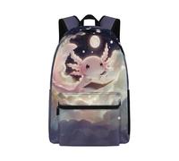 Dolyues Girl Kawaii Axolotl Backpack 2nd Grade Back to School Bookbag for Elementary Kids Ergonomic 17 Inch Book Bags Ages 6-8 Lightweight Hiking Daypack