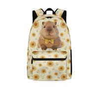 Dolyues Girls Capybara Bow Backpack Ages 6-8 Sunflower Kawaii Back to School Bookbag for Elementary Kids Second Grade Book Bags Lightweight Camping Daypack