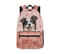 Dolyues Girls Cute Shepherd Dog Pink Bookbag 3rd Grade Back to School Backpack for Elementary Kids Lightweight Backpacks 8-10 Years Old Gym Rucksack