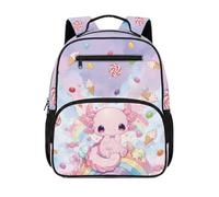 Dolyues Girls Kawaii Axolotl Rainbow Backpack Ages 4-6 First Grade Back to School Bookbag for Kindergarten Kids Lightweight Elementary Book Bags Ergonomic
