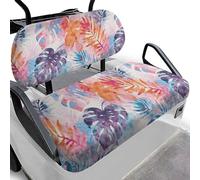 Dolyues Golf Cart Seat Cover Club Car Decorations Comfortable Tropical Floral Leaf Universal Golf Cart Seat Blanket Sun Proof Elastic Edges Easy Fit