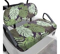 Dolyues Golf Cart Seat Covers Club Car Accessories All Season Comfort Green Tropical Leaves Universal Golf Cart Towel Seat Covers Sun Proof Easy Installation