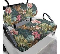 Dolyues Golf Cart Seat Covers Vintage Tropical Floral Leaf Universal Golf Cart Decorations Comfortable Polyester Golf Cart Seat Towel Machine Washable