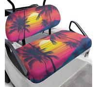 Dolyues Golf Seat Covers for Cart Sunset Palm Tree Non Slip Golf Cart Accessories Cooling Machine Washable Golf Cart Blanket Polyester Neighborhood Cruising