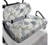 Dolyues Grey Tropical Leaf Golf Cart Seat Cover Club Car Decorations UV Resistant Polyester Universal Golf Cart Seat Blanket Non Slip Backing Easy Install