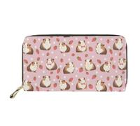 Dolyues Guinea Pig Wallets and Purses Pu Leather Long Wallet for Women Girls Travel Clutch Bag with Zipper Pocket & Card Slots(Strawberry)