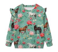 Dolyues Horses & Flowers Girl Clothes Sweatshirt Little Girls Sweatshirts Cute Long Sleeve Crewneck Pullover Toddler Kids Winter Warm Shirt Sweater Tops 1t-8t 5-6 Years