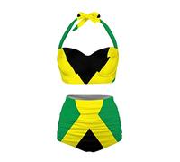 Dolyues Jamaica Flag Bikini Sets 2 Piece Womens Halter Bikini Swimsuit Set Tummy Control Tie String Swimming Costume (Tops and Shorts)