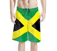 Dolyues Jamaica Flag Shorts Running Shorts Made of Breathable Material Workout Golf Shorts with Pocket for Men Bathing Shorts, Jamaican Flag Short