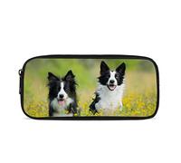 Dolyues Large Pencil Case Border Collie Dog Pattern Storage Organizer Pencil Bag Pouch for Kids Girls Boys