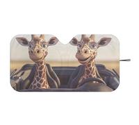 Dolyues Large Size Car Windshield Sun Shade Cute Heat Protection Giraffe Pattern Truck Sunshade Lightweight 66x34 Inch Outdoor Camping SUV Sunshield