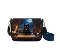 Dolyues Leather Crossbody Bag for Women Travel Trendy Black Cat