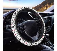 Dolyues Love Heart Dog Footprint Women Car Steering Wheel Covers for Car SUV Van Truck Universal Fit Size 37-38Cm Comfort Soft Interior Accessory