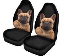 Dolyues Lovely 3D Dog French Bulldog Pattern Car Seat Covers for Front Seat Protector,Universal Fit,Full Set Of 2